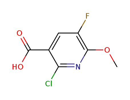 Molecular Structure of 943025-86-3 (2-chloro-5-fluoro-6-(Methyloxy)-3-pyridinecarboxylic acid)