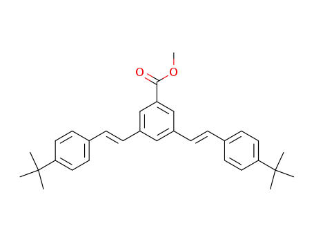 Molecular Structure of 439940-35-9 (3,5-bis-[2-(4-<i>tert</i>-butyl-phenyl)-vinyl]-benzoic acid methyl ester)