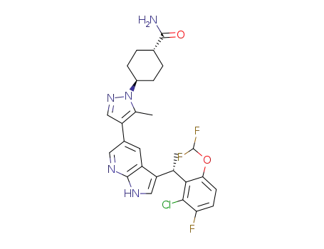 trans-4-[4-(3-{(1S)-1-[2-chloro-6-(difluoromethoxy)-3-fluorophenyl]ethyl}-1H-pyrrolo[2,3-b]pyridin-5-yl)-5-methyl-1H-pyrazol-1-yl]cyclohexanecarboxamide