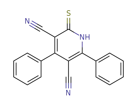 Molecular Structure of 86625-29-8 (3,5-Pyridinedicarbonitrile, 1,2-dihydro-4,6-diphenyl-2-thioxo-)