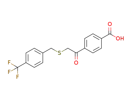 Molecular Structure of 1224720-20-0 (4-(2-(4-(trifluoromethyl)benzylthio)acetyl)benzoic acid)