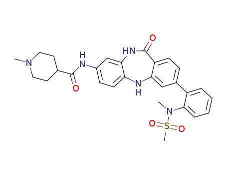 Molecular Structure of 1372590-74-3 (1-methyl-N-(3-{2-[methyl(methylsulfonyl)amino]phenyl}-11-oxo-10,11-dihydro-5H-dibenzo[b,e][1,4]diazepin-8-yl)piperidine-4-carboxamide)