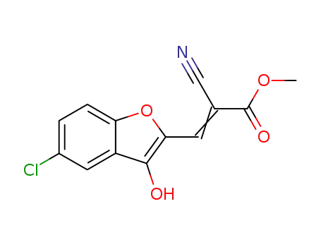 Molecular Structure of 139221-04-8 (2-Propenoic acid, 3-(5-chloro-3-hydroxy-2-benzofuranyl)-2-cyano-,
methyl ester, (E)-)