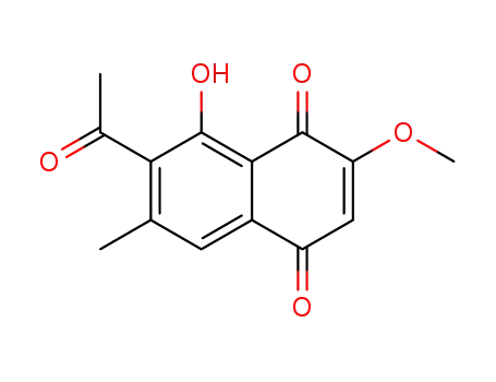 Molecular Structure of 64756-97-4 (1,4-Naphthalenedione,7-acetyl-8-hydroxy-2-methoxy-6-methyl-)