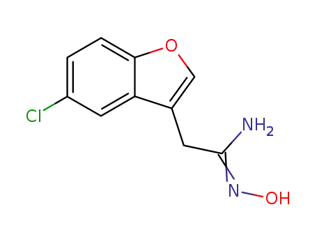 Molecular Structure of 139313-78-3 (2-(5-Chloro-benzofuran-3-yl)-N-hydroxy-acetamidine)