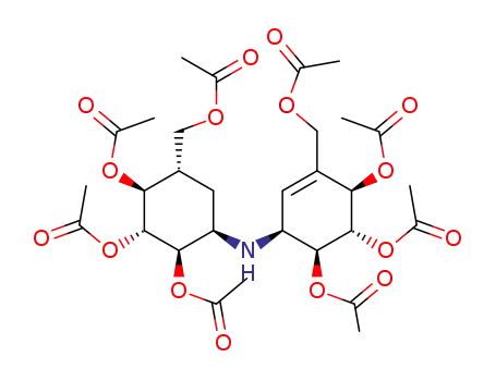 Acetic acid (1R,2R,3S,4S,6R)-2,3-diacetoxy-4-acetoxymethyl-6-((1S,4R,5S,6S)-4,5,6-triacetoxy-3-acetoxymethyl-cyclohex-2-enylamino)-cyclohexyl ester