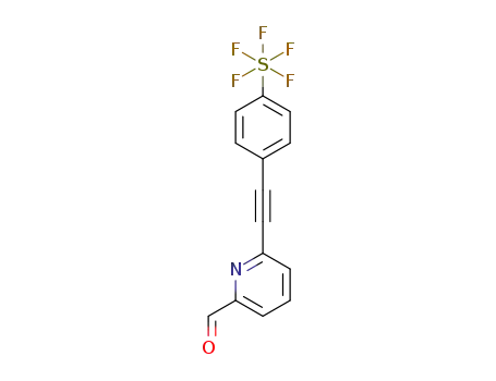 Molecular Structure of 1401165-57-8 (6-((4-(pentafluorothio)phenyl)ethynyl)picolinaldehyde)