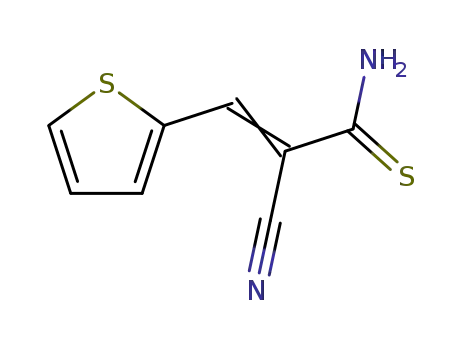 Molecular Structure of 39145-35-2 (2-Propenethioamide, 2-cyano-3-(2-thienyl)-)