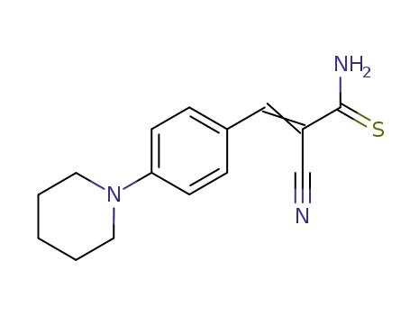 Molecular Structure of 766528-90-9 (2-cyano-3-(4-piperidin-1-ylphenyl)prop-2-enethioamide)