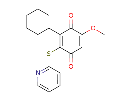 Molecular Structure of 409345-54-6 (3-methoxy-6-(pyridin-2-ylsulfanyl)-bicyclohexyl-3,6-diene-2,5-dione)