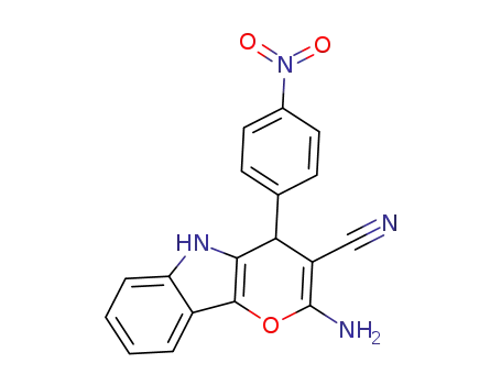 Molecular Structure of 1385032-07-4 (2-amino-4,5-dihydro-4-(4-nitrophenyl)pyrano[3,2-b]indole-3-carbonitrile)