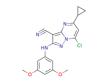 Pyrazolo[1,5-a]pyrimidine-3-carbonitrile,
7-chloro-5-cyclopropyl-2-[(3,5-dimethoxyphenyl)amino]-