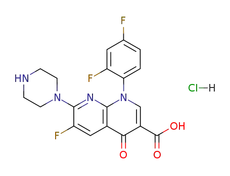 1,8-Naphthyridine-3-carboxylic acid,
1-(2,4-difluorophenyl)-6-fluoro-1,4-dihydro-4-oxo-7-(1-piperazinyl)-,
monohydrochloride