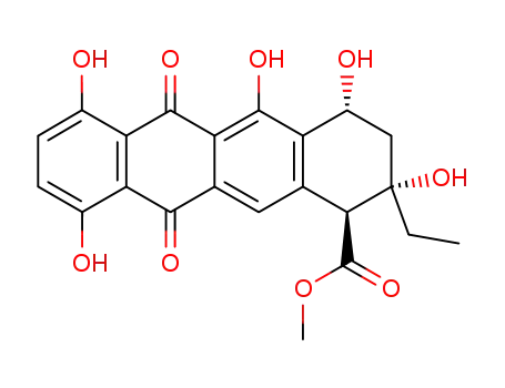Molecular Structure of 54773-77-2 (2-Ethyl-1,2,3,4,6,11-hexahydro-2,4,5,7,10-pentahydroxy-6,11-dioxo-1-naphthacenecarboxylic acid methyl ester)