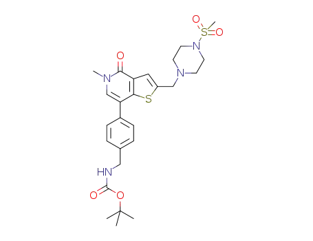 tert-butyl 4-(5-methyl-2-((4-(methylsulphonyl)piperazin-1-yl)methyl)-4-oxo-4,5-dihydrothieno[3,2-c]pyridin-7-yl)benzylcarbamate