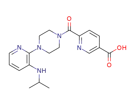 Molecular Structure of 250145-88-1 (3-Pyridinecarboxylic acid,
6-[[4-[3-[(1-methylethyl)amino]-2-pyridinyl]-1-piperazinyl]carbonyl]-)