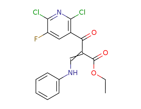 Molecular Structure of 100426-73-1 ((Z)-2-(2,6-Dichloro-5-fluoro-pyridine-3-carbonyl)-3-phenylamino-acrylic acid ethyl ester)