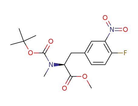 Molecular Structure of 193073-48-2 (L-Phenylalanine,
N-[(1,1-dimethylethoxy)carbonyl]-4-fluoro-N-methyl-3-nitro-, methyl ester)