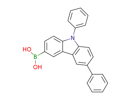 Molecular Structure of 1133058-06-6 (B-(6,9-Diphenyl-9H-carbazol-3-yl)boronic acid)