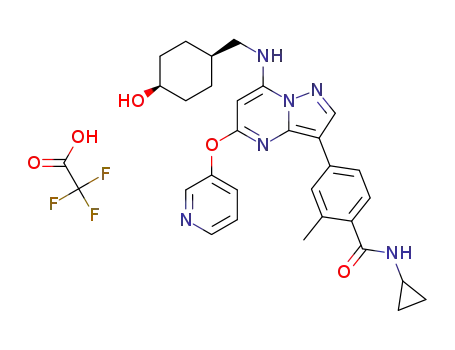 N-cyclopropyl-4-(7-((((1s,4s)-4-hydroxycyclohexyl)methyl)amino)-5-(pyridin-3-yloxy)pyrazolo[1,5-a]pyrimidin-3-yl)-2-methylbenzamide trifluoroacetate