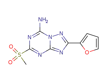Molecular Structure of 139181-28-5 ([1,2,4]Triazolo[1,5-a][1,3,5]triazin-7-amine,
2-(2-furanyl)-5-(methylsulfonyl)-)