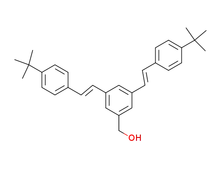 Molecular Structure of 439940-36-0 ({3,5-bis-[2-(4-<i>tert</i>-butyl-phenyl)-vinyl]-phenyl}-methanol)