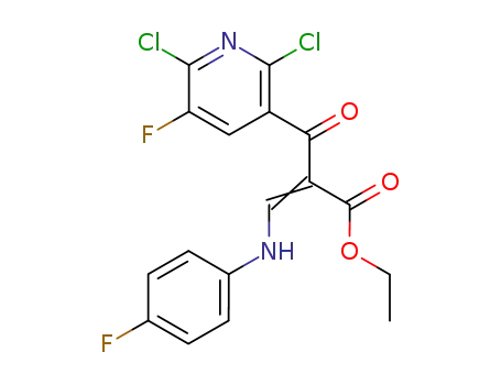 Molecular Structure of 100491-00-7 (ethyl 3-p-fluoroanilino-2-(2,6-dichloro-5-fluoronicotinyl)acrylate)