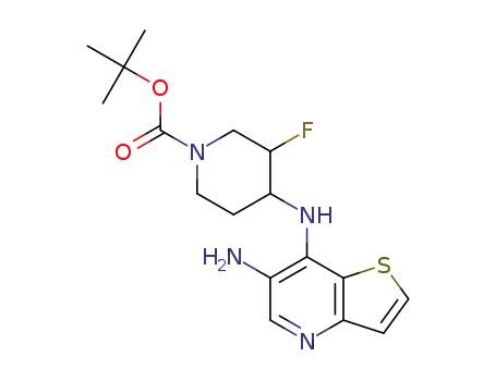 Molecular Structure of 1607590-13-5 (tert-butyl 4-[(6-aminothieno[3,2-b]pyridin-7-yl)amino]-3-fluoropiperidine-1-carboxylate)