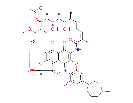 Molecular Structure of 148235-99-8 ((2S,16Z,18E,20S,21S,22R,23R,24R,25S,26R,27S,28E)-5,12,21,23-tetrahydroxy-27-methoxy-2,4,16,20,22,24,26-heptamethyl-10-(4-methyl-1,4-diazepan-1-yl)-1,6,15-trioxo-1,2-dihydro-6H,13H-2,7-(epoxypentadeca[1,11,13]trienoazeno)[1]benzofuro[4,5-a]phenoxazin-25-yl)
