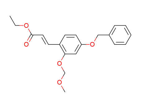Molecular Structure of 474295-92-6 (2-Propenoic acid, 3-[2-(methoxymethoxy)-4-(phenylmethoxy)phenyl]-,
ethyl ester, (2E)-)