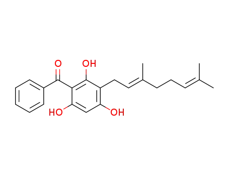 Molecular Structure of 70219-87-3 ((E)-(3-(3,7-dimethylocta-2,6-dienyl)-2,4,6-trihydroxyphenyl)(phenyl)methanone)