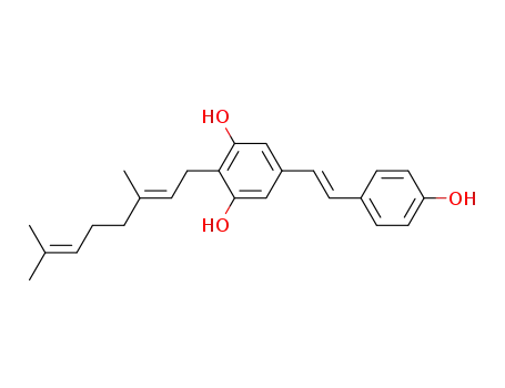 Molecular Structure of 117047-35-5 (4-geranyl-3,5,4'-trihydroxy-trans-stilbene)
