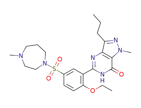 Molecular Structure of 1257393-31-9 (5-[2-ethoxy-5-(4-methyl-1-homopiperazinylsulfonyl)]-phenyl-1-methyl-3-n-propyl-1,6-dihydro-7H-pyrazolo [4,3-d]pyrimidine-7-one)