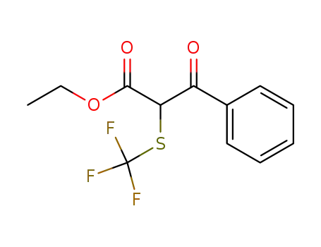 Molecular Structure of 111361-38-7 (Benzenepropanoic acid, b-oxo-a-[(trifluoromethyl)thio]-, ethyl ester)
