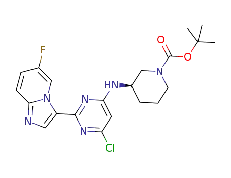 Molecular Structure of 1313279-89-8 ((R)-tert-butyl 3-(6-chloro-2-(6-fluoroimidazo[1,2-a]pyridin-3-yl)pyrimidin-4-ylamino)piperidine-1-carboxylate)