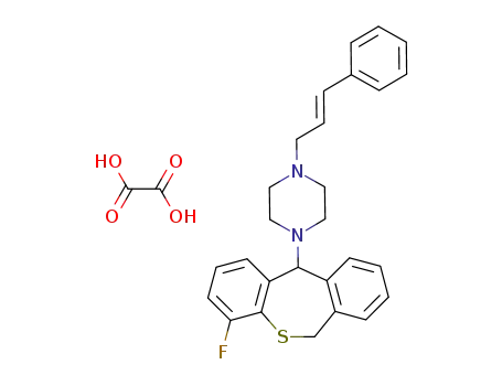 Molecular Structure of 139305-32-1 ((E)-1-(4-Fluoro-6,11-dihydrodibenzo<b,e>thiepin-11-yl)-4-(3-phenyl-2-propenyl)piperazine oxalate)