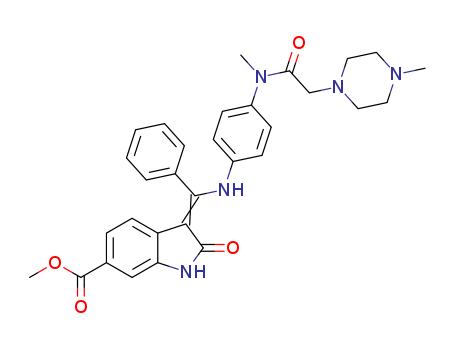 1H-Indole-6-carboxylic acid, 2,3-dihydro-3-[[[4-[methyl[2-(4-methyl-1-piperazinyl)acetyl]amino]phenyl]amino]phenylmethylene]-2-oxo-, methyl ester