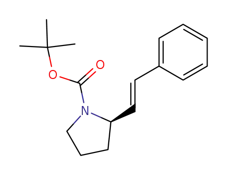 Molecular Structure of 350022-46-7 (1-Pyrrolidinecarboxylic acid, 2-[(1E)-2-phenylethenyl]-, 1,1-dimethylethyl
ester, (2R)-)