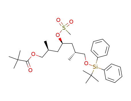 Molecular Structure of 101382-87-0 (2,2-Dimethyl-propionic acid (2S,4R,6R)-7-(tert-butyl-diphenyl-silanyloxy)-4-methanesulfonyloxy-2,6-dimethyl-heptyl ester)