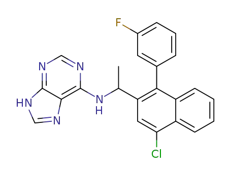Molecular Structure of 1312683-36-5 (N-{1-[4-chloro-1-(3-fluorophenyl)-2-naphthyl]ethyl}-9H-purin-6-amine)