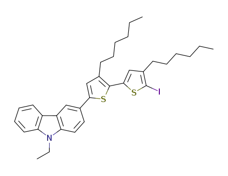 9-ethyl-3-[3,4’-dihexyl-5’-iodo(2,2’-bithiophene)-5-yl]carbazole