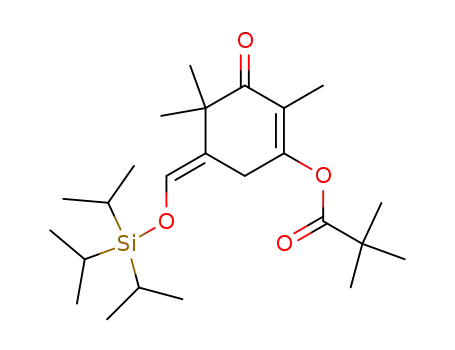 Molecular Structure of 162084-40-4 (2,2-Dimethyl-propionic acid 2,4,4-trimethyl-3-oxo-5-[1-triisopropylsilanyloxy-meth-(E)-ylidene]-cyclohex-1-enyl ester)