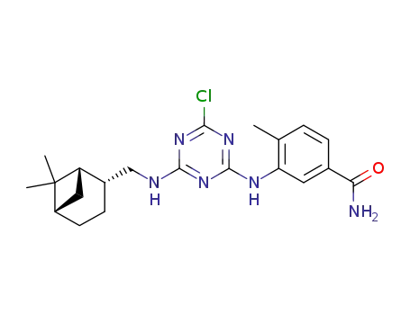 3-(4-chloro-6-(((1S,2R,5S)-6,6-dimethylbicyclo[3.1.1]heptan-2-yl)methylamino)-1,3,5-triazin-2-ylamino)-4-methylbenzamide