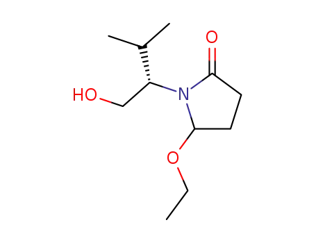 Molecular Structure of 122383-38-4 (2-Pyrrolidinone,5-ethoxy-1-[1-(hydroxymethyl)-2-methylpropyl]-,[S-(R*,R*)]-(9CI))