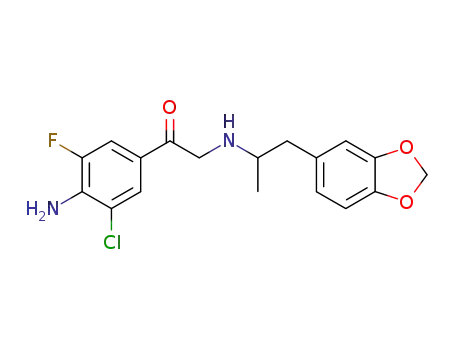 Molecular Structure of 54238-93-6 (1-(4-Amino-3-chloro-5-fluoro-phenyl)-2-(2-benzo[1,3]dioxol-5-yl-1-methyl-ethylamino)-ethanone)
