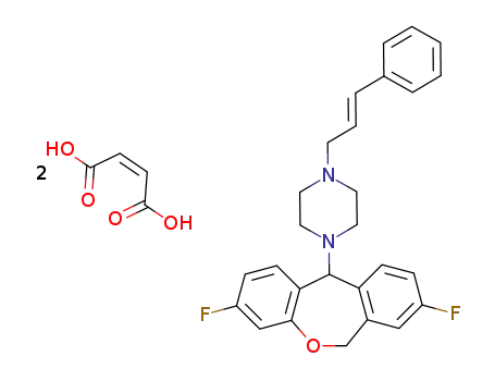 Molecular Structure of 139305-42-3 ((E)-1-(3,8-Difluoro-6,11-dihydrodibenz<b,e>oxepin-11-yl)-4-(3-phenyl-2-propenyl)piperazine dimaleate)