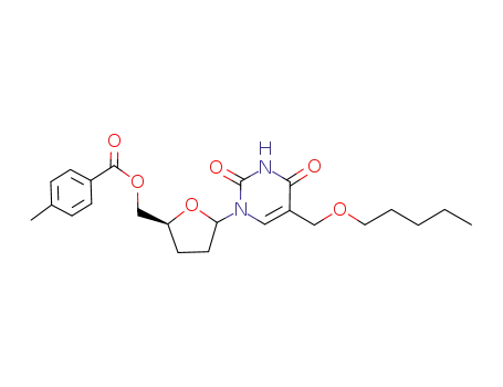 Molecular Structure of 133697-40-2 ([(2S,5R)-5-{2,4-dioxo-5-[(pentyloxy)methyl]-3,4-dihydropyrimidin-1(2H)-yl}tetrahydrofuran-2-yl]methyl 4-methylbenzoate)