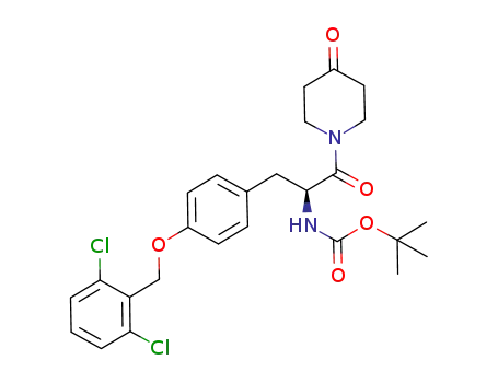 Molecular Structure of 1070383-27-5 (1-[N-tert-butoxycarbonyl-O-(2,6-dichlorobenzyl)-L-tyrosyl]-piperidin-4-one)
