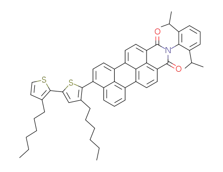 Molecular Structure of 850881-13-9 (5-([N-(2,6-diisopropylphenyl)]-9-perylenyl-3,4-dicarboximide)-4,3'-dihexyl-2,2'-bithiophene)