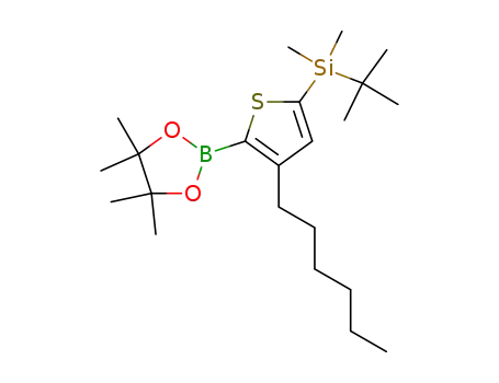 Molecular Structure of 618887-46-0 (2-[5-(tert-butyldimethylsilanyl)]-[3-(n-hexyl)thiophen-2-yl]-4,4,5,5-tetramethyl-[1,3,2]dioxaborolane)